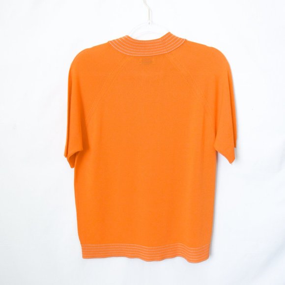TRUE VINTAGE 60s Bright Orange Golf Shirt Preppy Sporty Style Stretch Knit- S - Picture 3 of 9